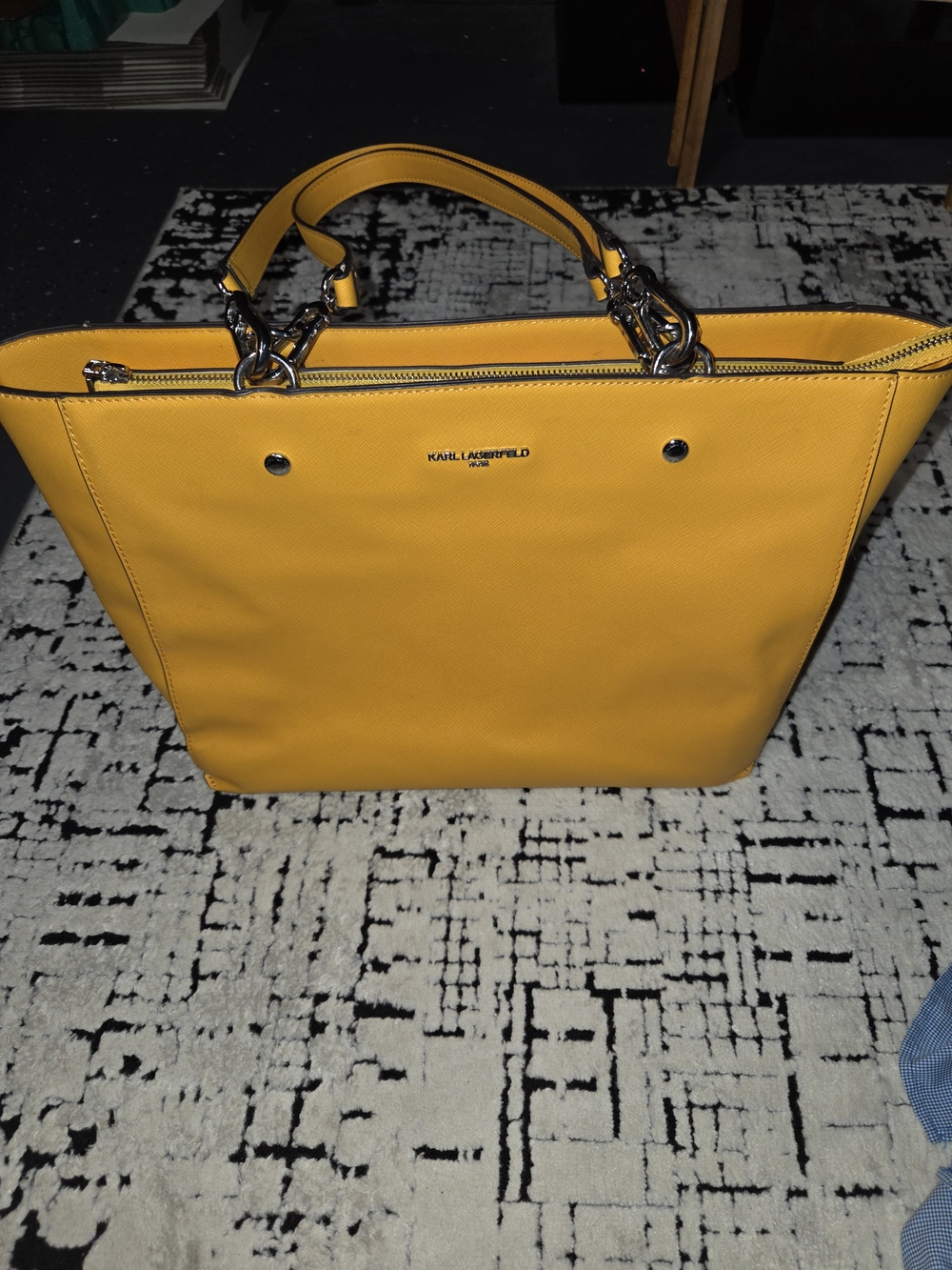 Karl Lagerfeld Paris Adele Top Zip Tote Shoulder Bag Yellow/orange